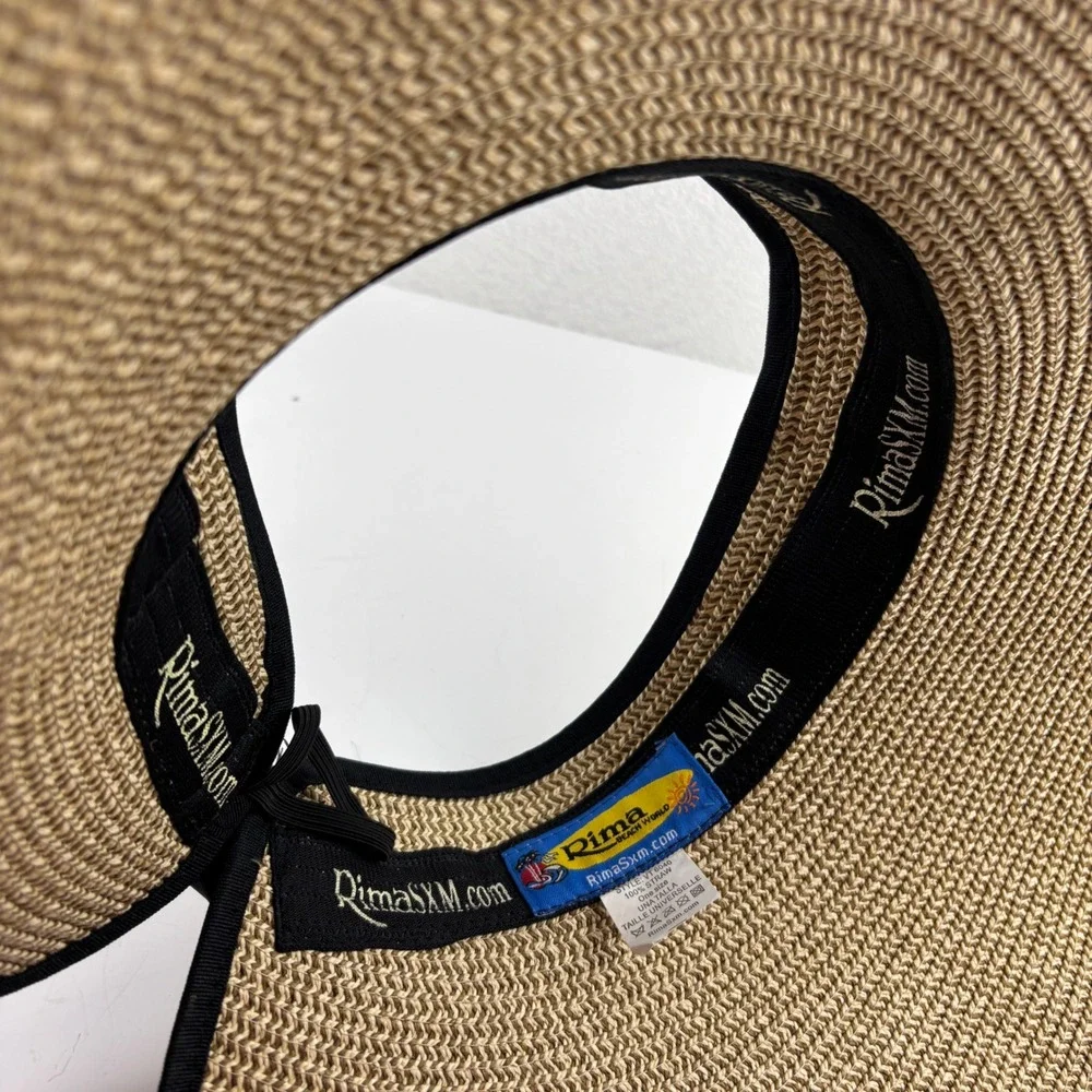 Rima Beach World Sun Visor Women OS Tan Wide Brim Straw VT 6040